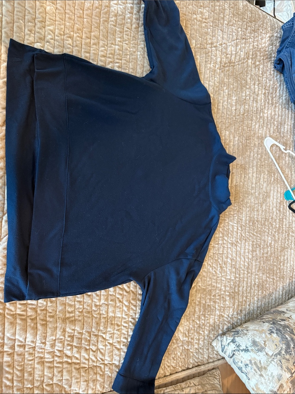 Maeve Navy Mock-Neck Long Sleeve Top